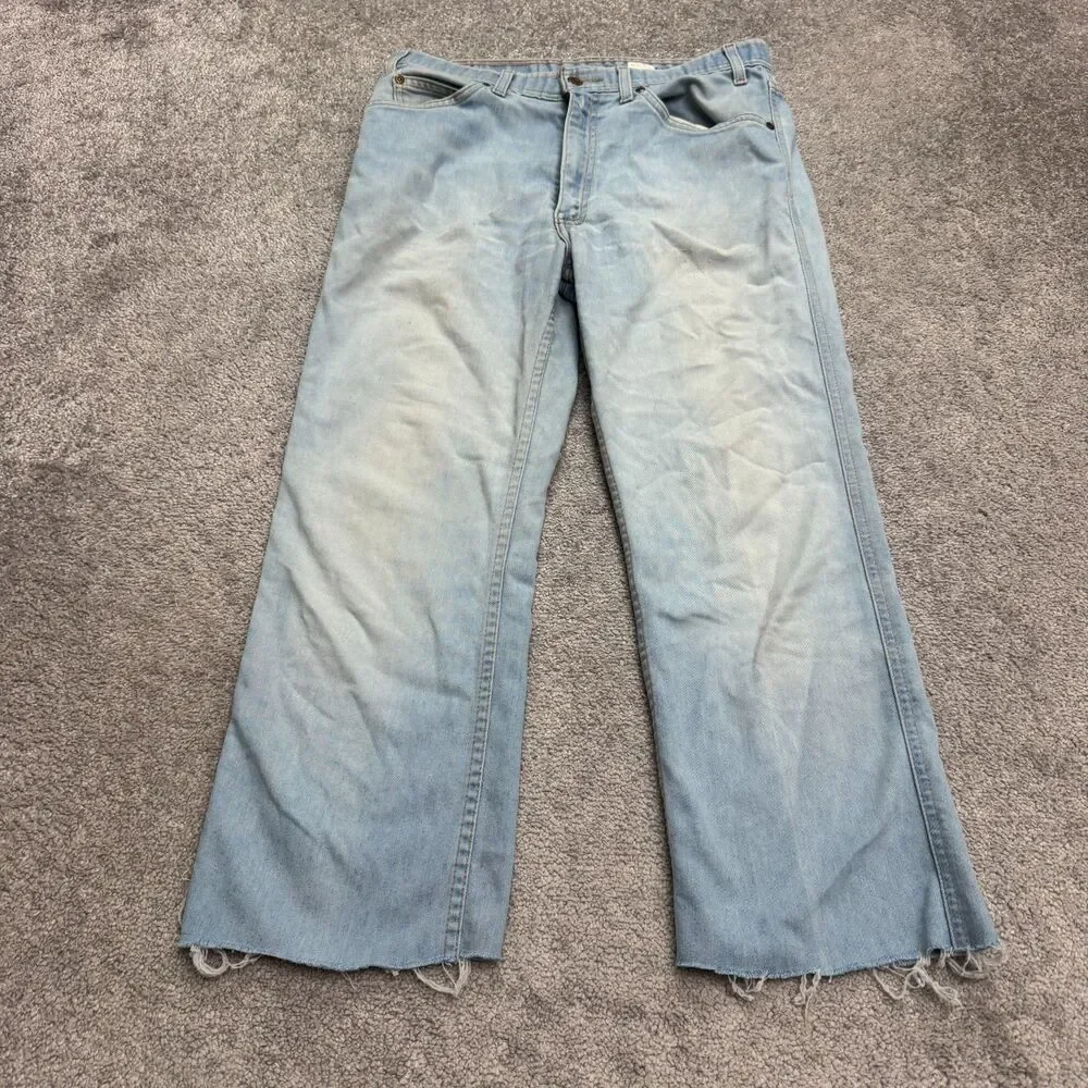 Levi's Vintage Y2K 2001 Light Wash Crop Denim Jeans Mens 34x30 Straight Leg